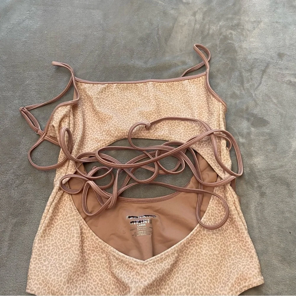 New! Frankie’s bikinis Alice Terry Wrap One Piece leopard Swimsuit 3329